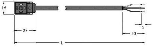 Turck Ventilsteckverbinder Bauform CI, Anschlussleitung 6606928 VC9S22-T80E-5/TEL 6606928 Inhalt: 1St.