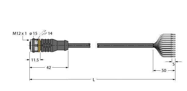 Turck 6631466 Sensor-/Aktor-Anschlussleitung 10m Polzahl Sensoren: 12 1St.