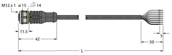 Turck 6631579 Sensor-/Aktor-Anschlussleitung 5m Polzahl Sensoren: 8 1St.