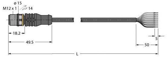Turck 6631775 Sensor-/Aktor-Anschlussleitung 2m Polzahl Sensoren: 8 1St.