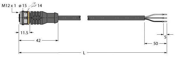 Turck 6632001 Sensor-/Aktor-Anschlussleitung 8m Polzahl Sensoren: 3 1St.