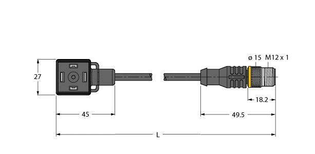 Turck Ventilsteckverbinder Bauform A Schwarz VAS22-S80E-3-RSC5.31T/TXL 6606634 Inhalt: 1St.