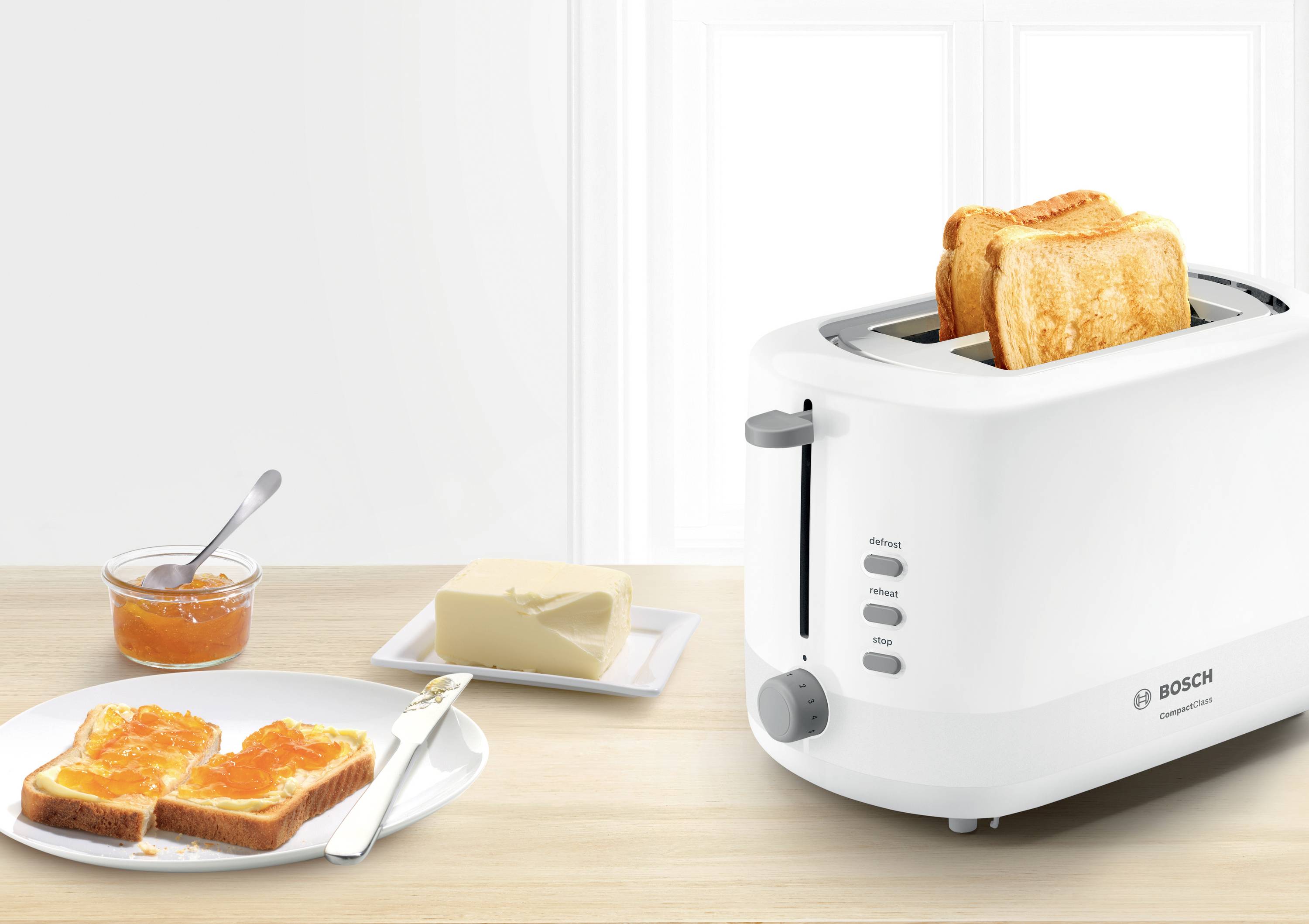 Bosch Haushalt TAT3A111 Toaster mit Brötchenaufsatz Weiß