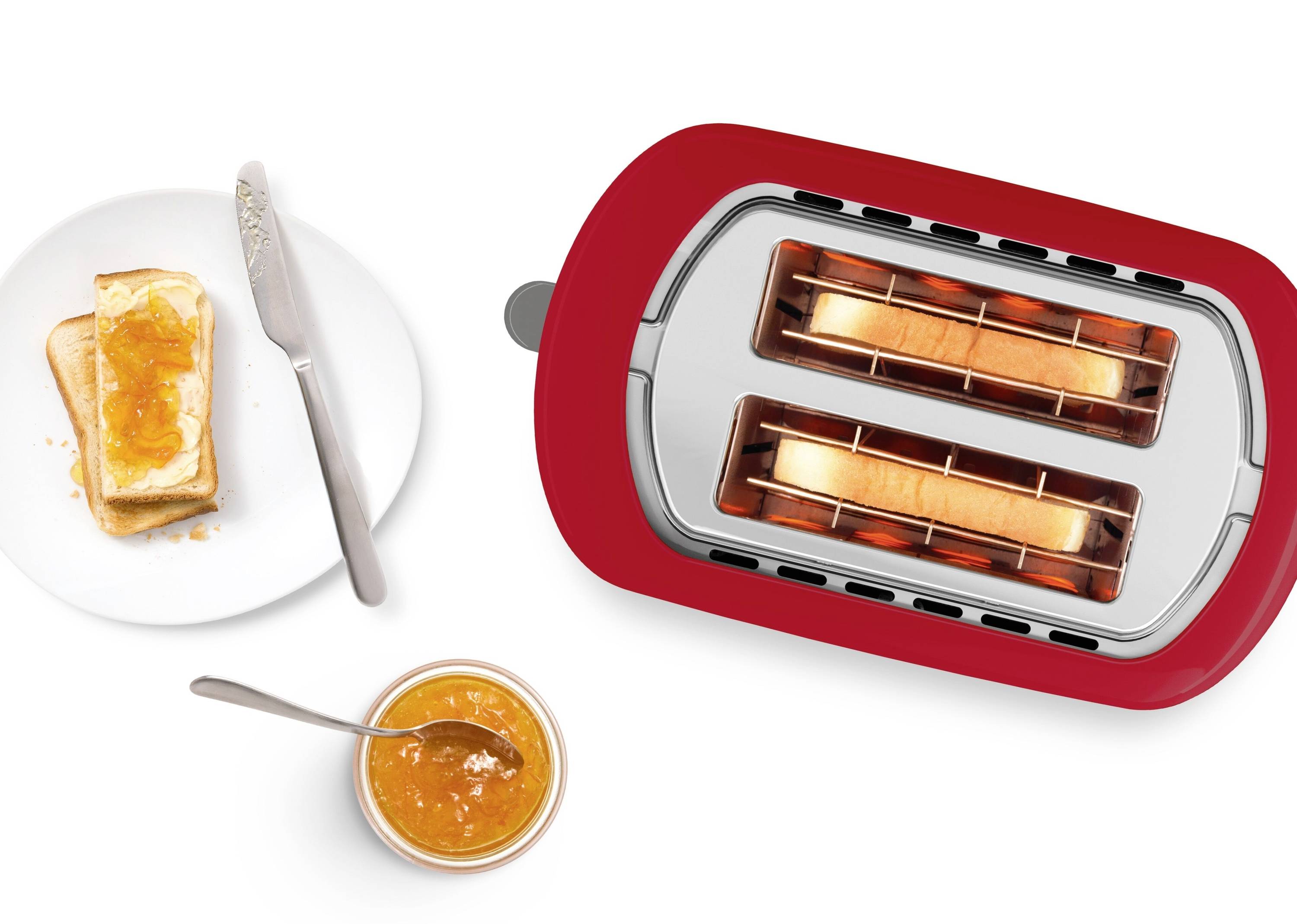 Bosch Haushalt TAT3A114 Toaster mit Brötchenaufsatz Rot