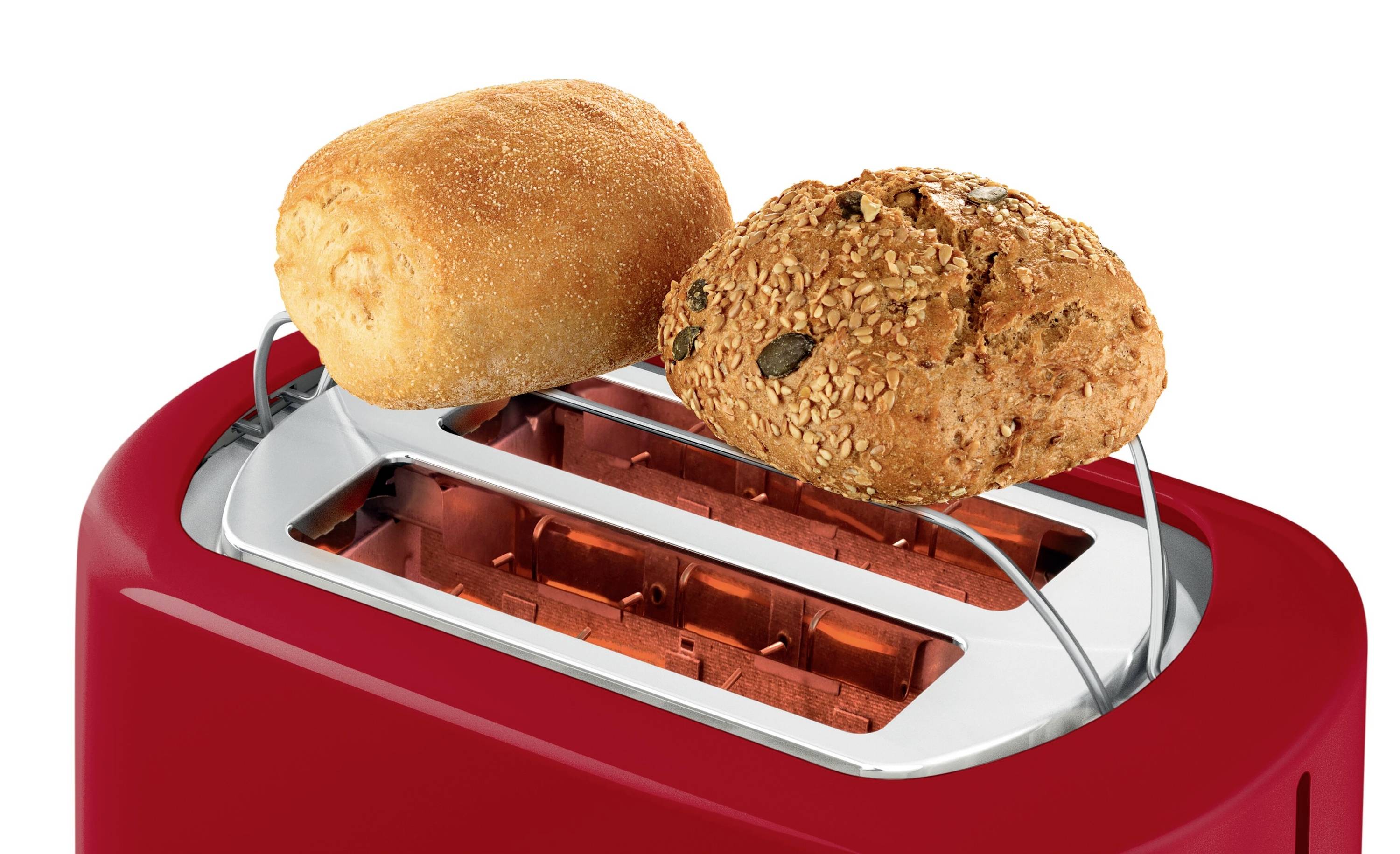 Bosch Haushalt TAT3A114 Toaster mit Brötchenaufsatz Rot