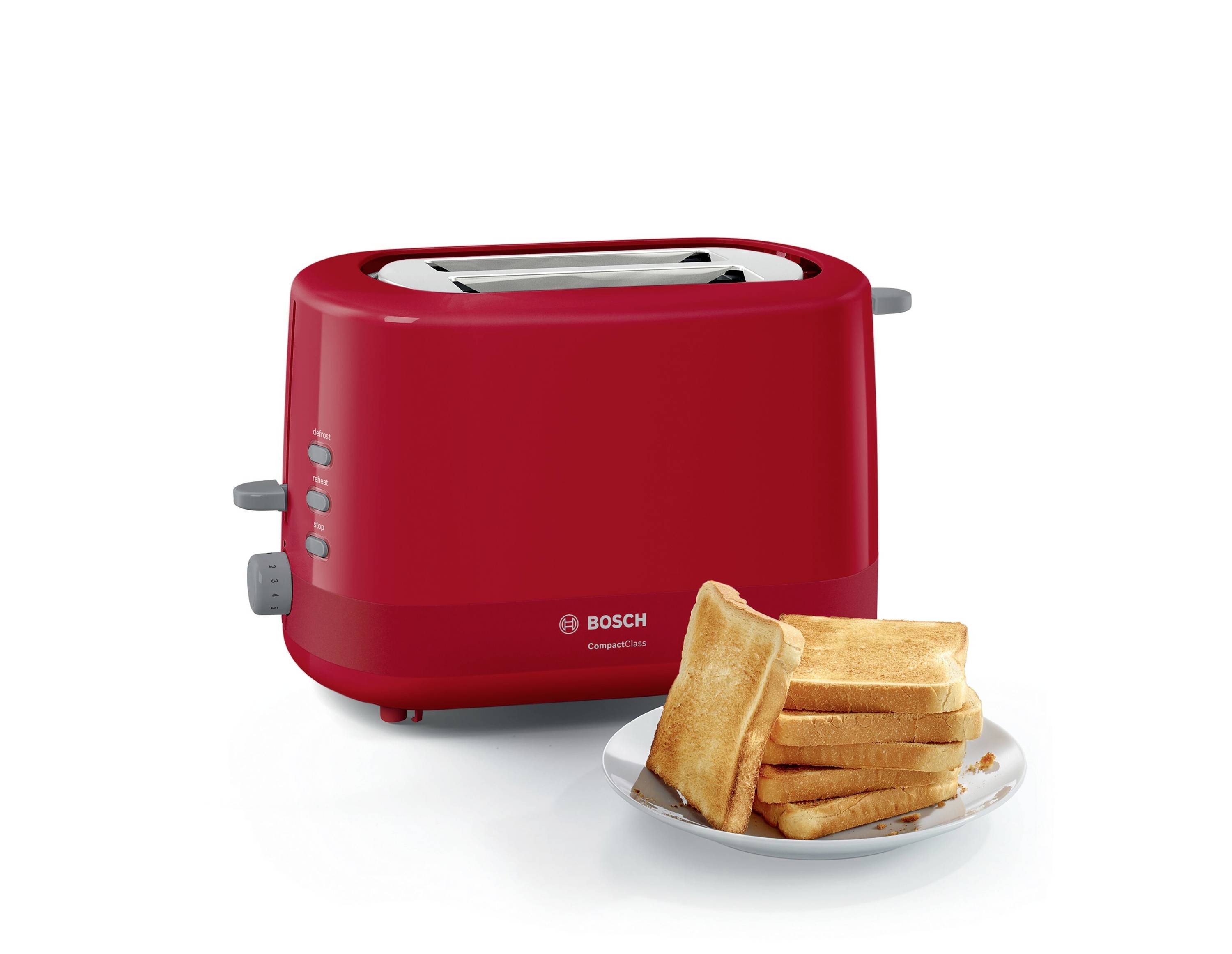 Bosch Haushalt TAT3A114 Toaster mit Brötchenaufsatz Rot