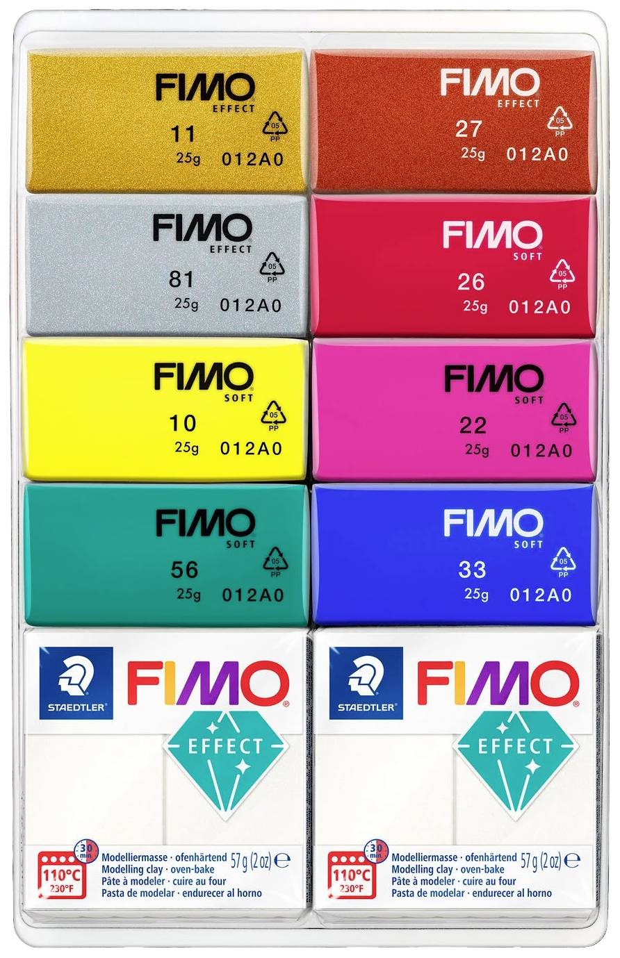 Staedtler FIMO® leather effect 8013 C Ofenhärtende Modelliermasse, 8 Blöcke á 25 g, 2 Blöcke á 57 g