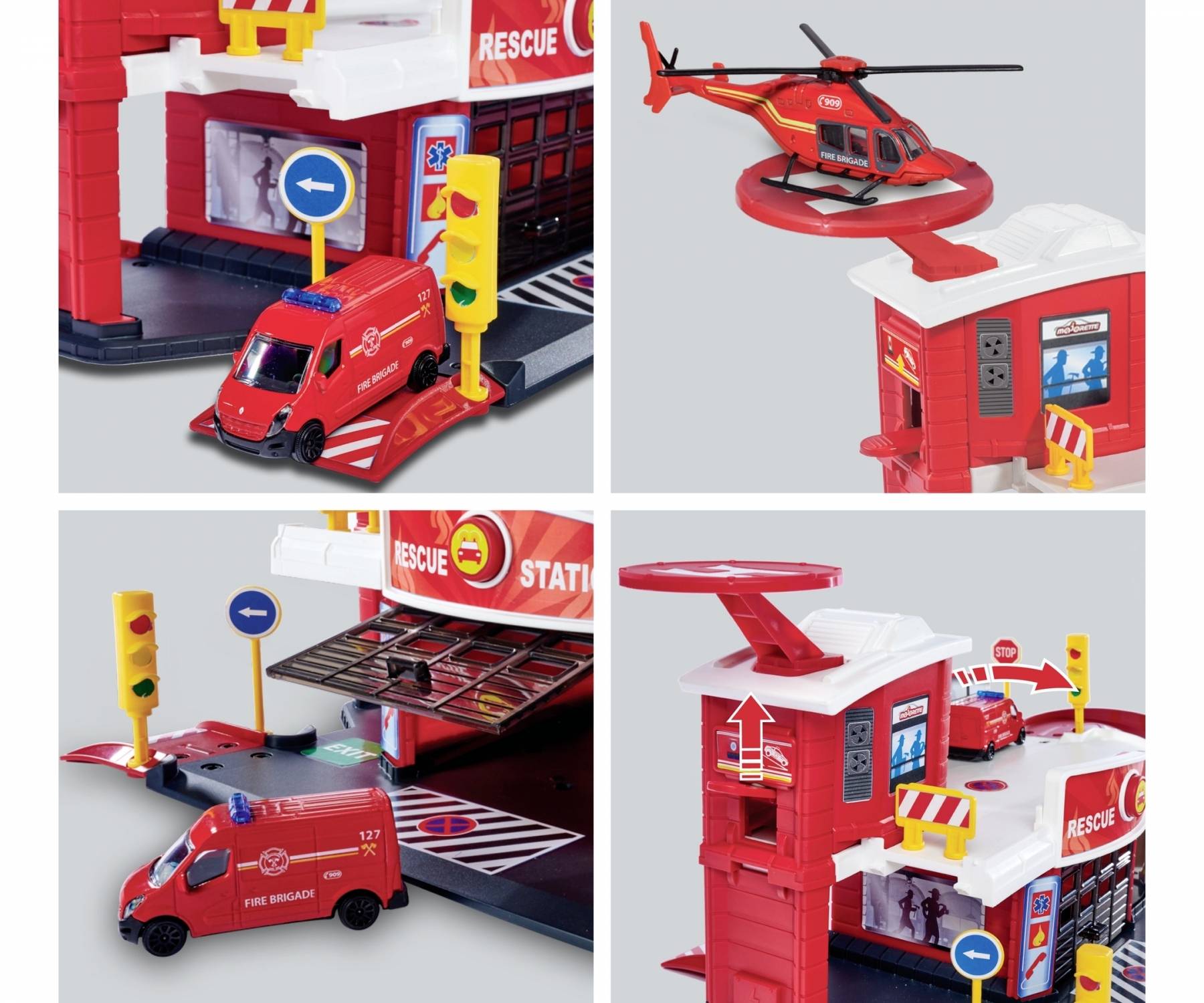Majorette Einsatzfahrzeug Modell Creatix Rescue Station Fertigmodell Parkgarage