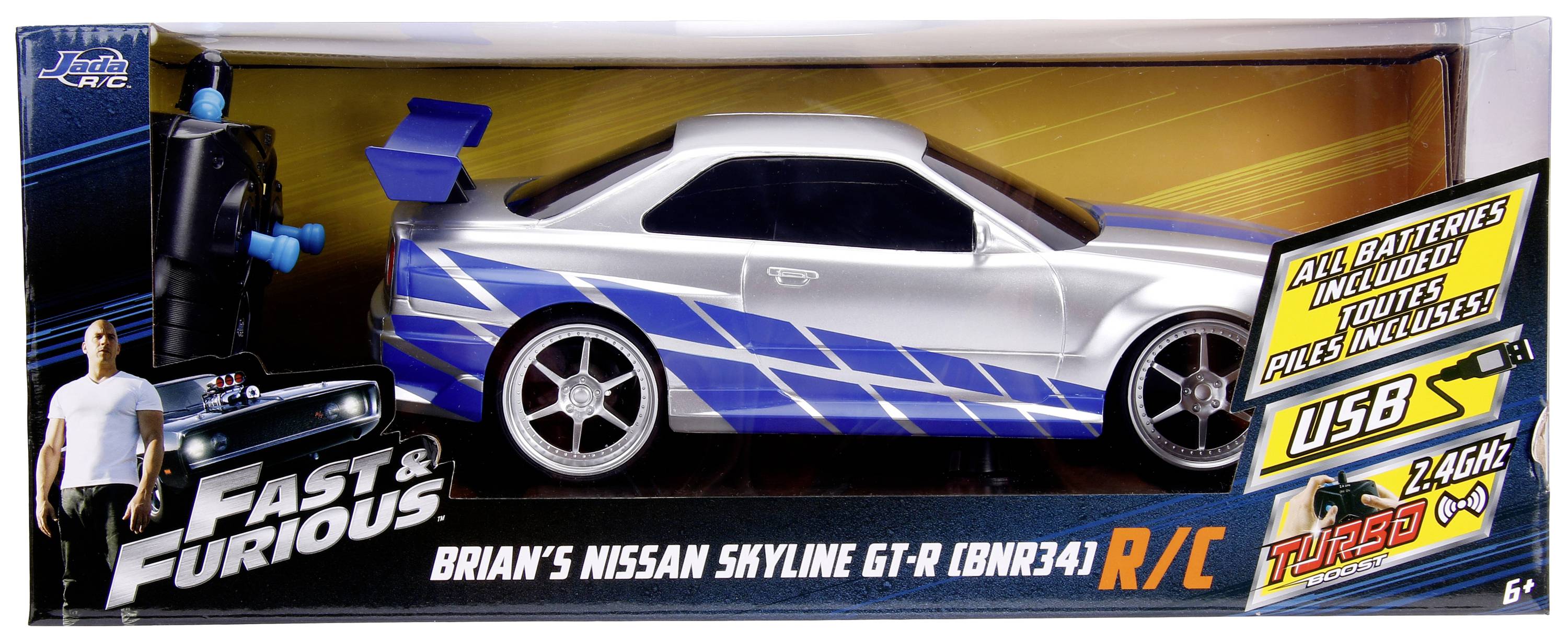 JADA TOYS 253206007 Fast&Furious RC Nissan Skyline GTR 1:16 RC Einsteiger Modellauto Elektro Straßenmodell