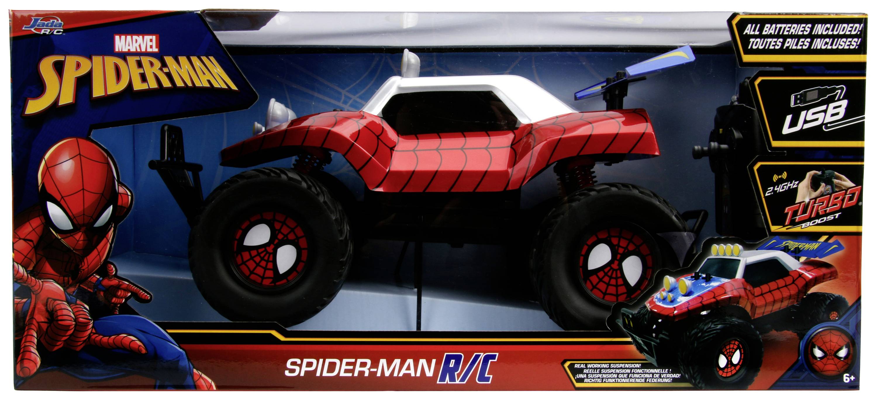 JADA TOYS 253228000 Marvel Spider-Man RC Buggy 1:14 RC Einsteiger Modellauto Elektro Buggy