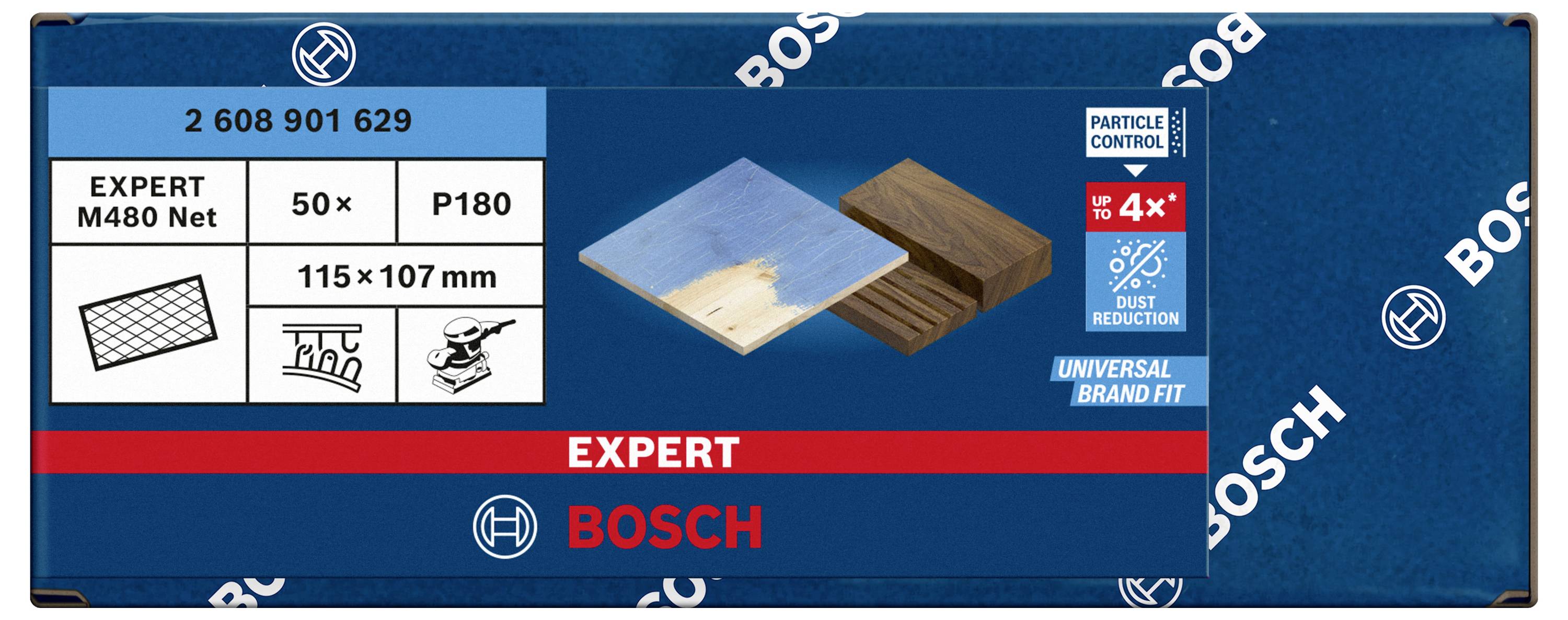 Bosch Accessories 2608901629 Schleifnetz für Schwingschleifer Körnung (num) 180 (L x B) 115mm x 107mm 50St.