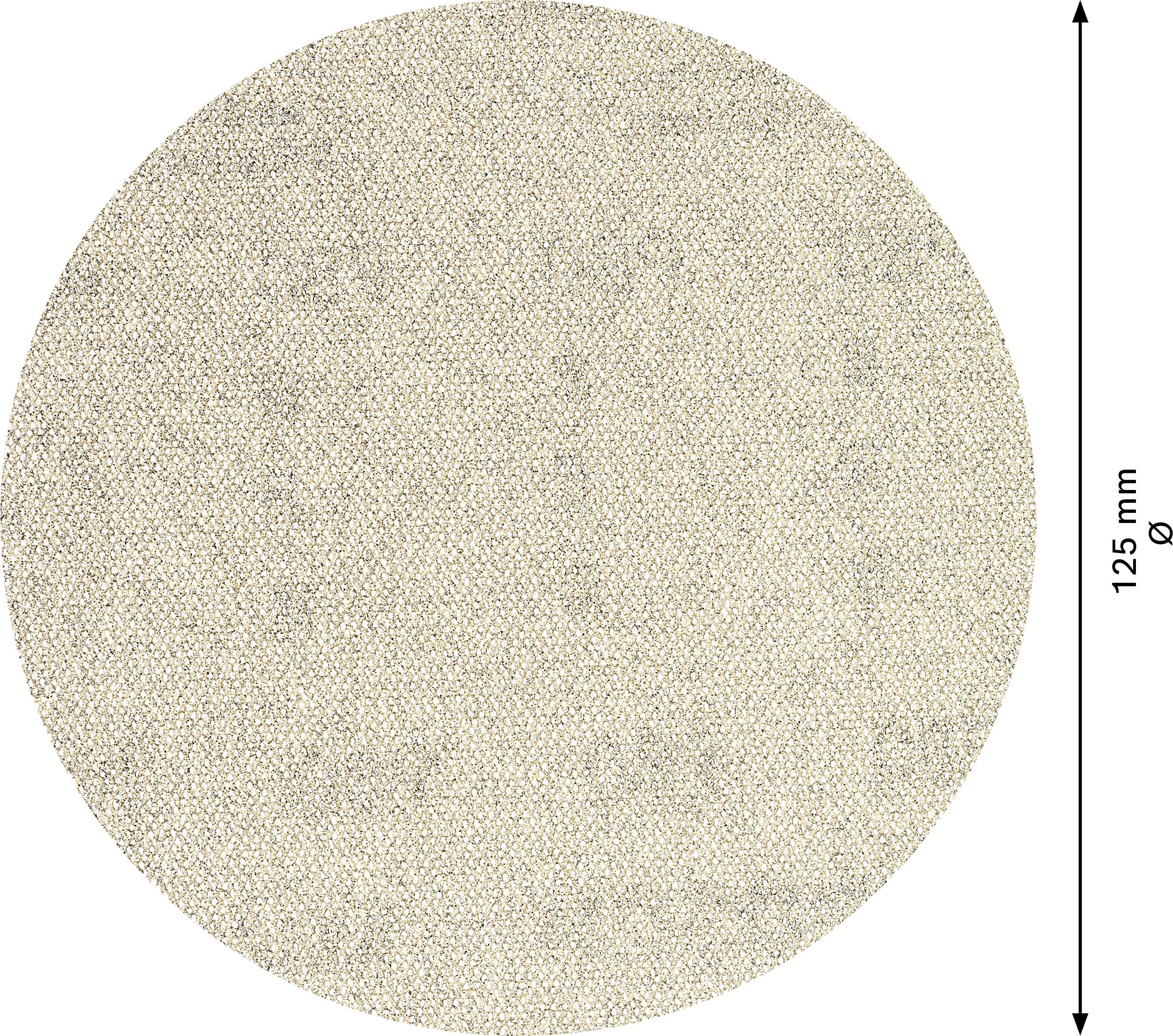 Ovale Fläche mit beiger, texturierter Oberfläche. Rechts eine vertikale Linie mit der Beschriftung '125 mm', die die Höhe angibt.