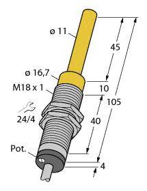 Turck Induktiver Sensor nicht bündig WI40-M18-LIU5