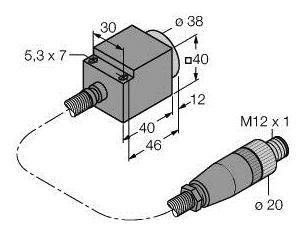 Turck Induktiver Sensor nicht bündig PNP, Schließer NI25-CQ40/S1102 5M