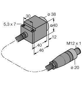 Turck Induktiver Sensor nicht bündig PNP, Schließer NI25-CQ40/S1102 5M