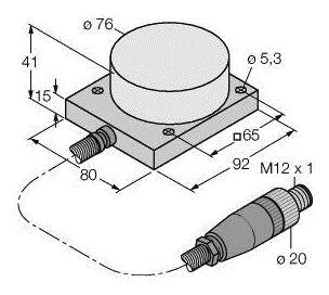 Turck Induktiver Sensor nicht bündig PNP, Schließer NI40-CQ80/S1102 5M