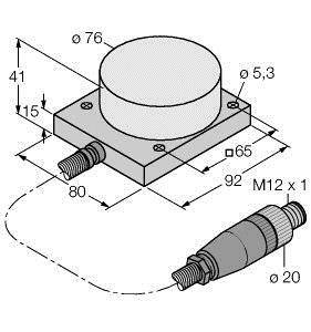 Turck Induktiver Sensor nicht bündig PNP, Schließer NI40-CQ80/S1102 5M