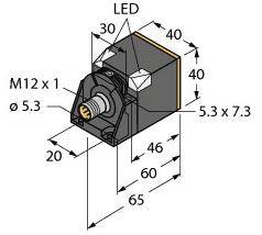 Turck Induktiver Sensor nicht bündig PNP, Schließer NI40U-CK40-AP6X2-H1141