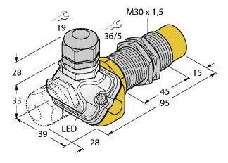 Turck Induktiver Sensor nicht bündig PNP, Schließer NI30U-EM30WDTC-AP6X