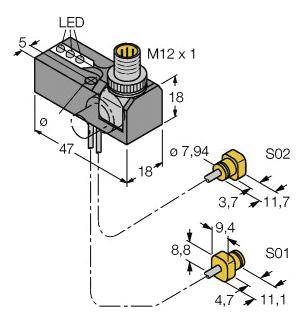 Turck Induktiver Sensor nicht bündig PNP, Schließer NI2-K08Q-0,095/0,11-BDS-2AP6X3-H1141/S34