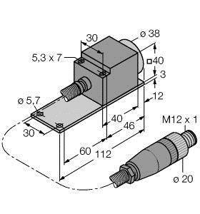 Turck Induktiver Sensor nicht bündig PNP, Schließer NI25-CQP40/S1102 5M