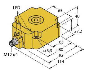 Turck Induktiver Sensor nicht bündig NPN, Schließer NI75U-Q80-AN6X2-H1141