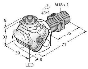 Turck Induktiver Sensor bündig NAMUR BI5-EM18WDTC-Y1X