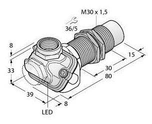 Turck Induktiver Sensor nicht bündig NAMUR NI15-EM30WDTC-Y1X