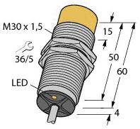 Turck Induktiver Sensor nicht bündig PNP, Wechsler NI30U-M30-VP6X