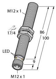 Turck Induktiver Sensor bündig PNP, Wechsler BI4U-M12-VP6X-H1141 L100