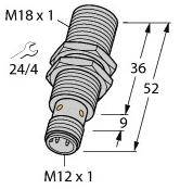 Turck Induktiver Sensor bündig PNP, Wechsler BI8U-EM18WD-VP6X-H1141