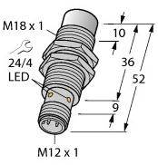Turck Induktiver Sensor nicht bündig PNP, Wechsler NI15U-EM18WD-VP6X-H1141