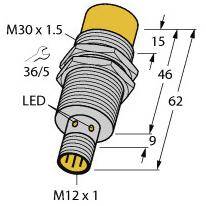 Turck Induktiver Sensor nicht bündig NPN, Wechsler NI30U-M30-VN6X-H1141