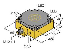 Turck Induktiver Sensor bündig PNP, Wechsler BI40-CP80-VP4X2-H1141