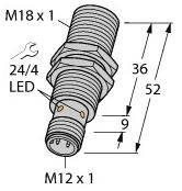 Turck Induktiver Sensor bündig NPN, Schließer BI5U-EM18-AN6X-H1141