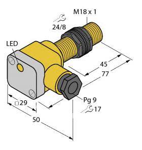Turck Induktiver Sensor bündig NPN, Schließer BI5U-P18SK-AN6X