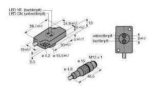 Turck Induktiver Sensor nicht bündig NI1,5-KSR13A-2AD4X2-0,2-RS4.4T/S34