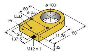 Turck Induktiver Sensor PNP, Wechsler NI100R-S32XL-VP44X-H1141
