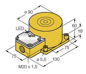 Turck Induktiver Sensor nicht bündig NPN, Wechsler NI100U-K90SR-VN4X2