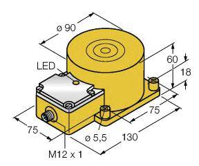 Turck Induktiver Sensor nicht bündig PNP, Wechsler NI100U-K90SR-VP4X2-H1141