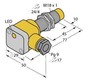 Turck Induktiver Sensor nicht bündig PNP, Wechsler NI12U-EG18SK-VP4X