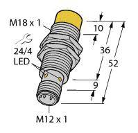 Turck Induktiver Sensor nicht bündig PNP, Schließer NI12U-EM18-AP6X-H1141