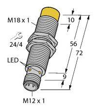 Turck Induktiver Sensor nicht bündig PNP, Schließer NI12U-M18E-AP6X-H1141