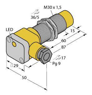 Turck Induktiver Sensor nicht bündig PNP, Schließer NI15-G30SK-AP6X