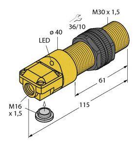 Turck Induktiver Sensor nicht bündig NPN, Schließer NI15-P30SR-AN6X