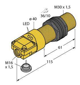 Turck Induktiver Sensor nicht bündig NPN, Wechsler NI15-P30SR-VN4X2