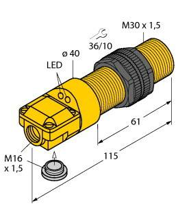 Turck Induktiver Sensor nicht bündig PNP, Wechsler NI15-P30SR-VP4X2