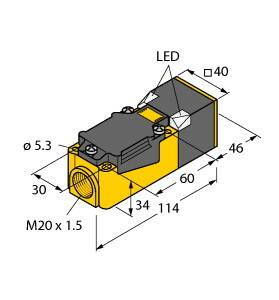 Turck Induktiver Sensor nicht bündig PNP, Schließer NI20-CP40-AP6X2