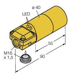 Turck Induktiver Sensor nicht bündig NPN, Wechsler NI20-K40SR-VN4X2