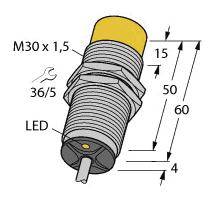 Turck Induktiver Sensor nicht bündig NPN, Wechsler NI20U-M30-VN4X